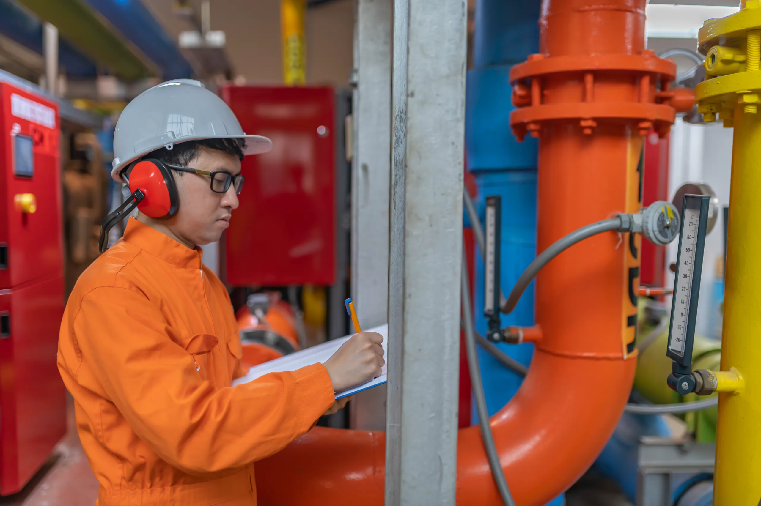 maintenance-technician-heating-plantpetrochemical-workers-supervise-operation-gas-oil-pipelines-factoryengineers-put-hearing-protector-room-with-many-pipes
